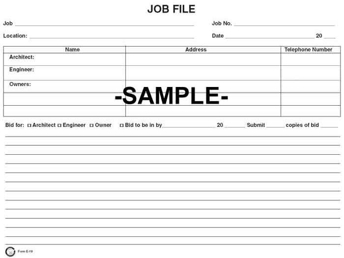 Job File Envelopes E-19
