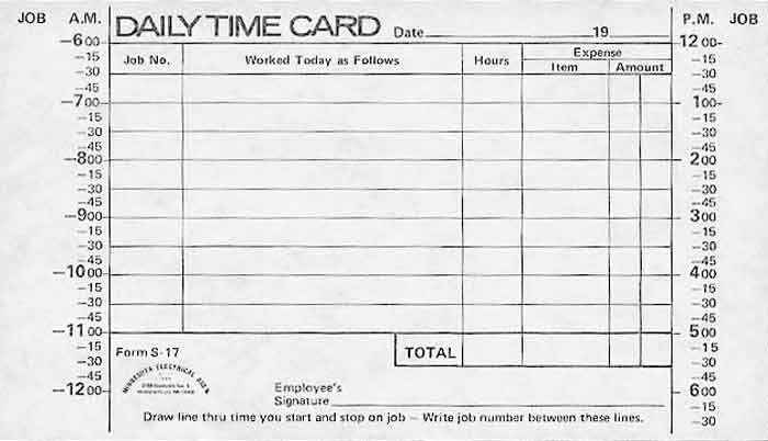 Daily Time Card S-17